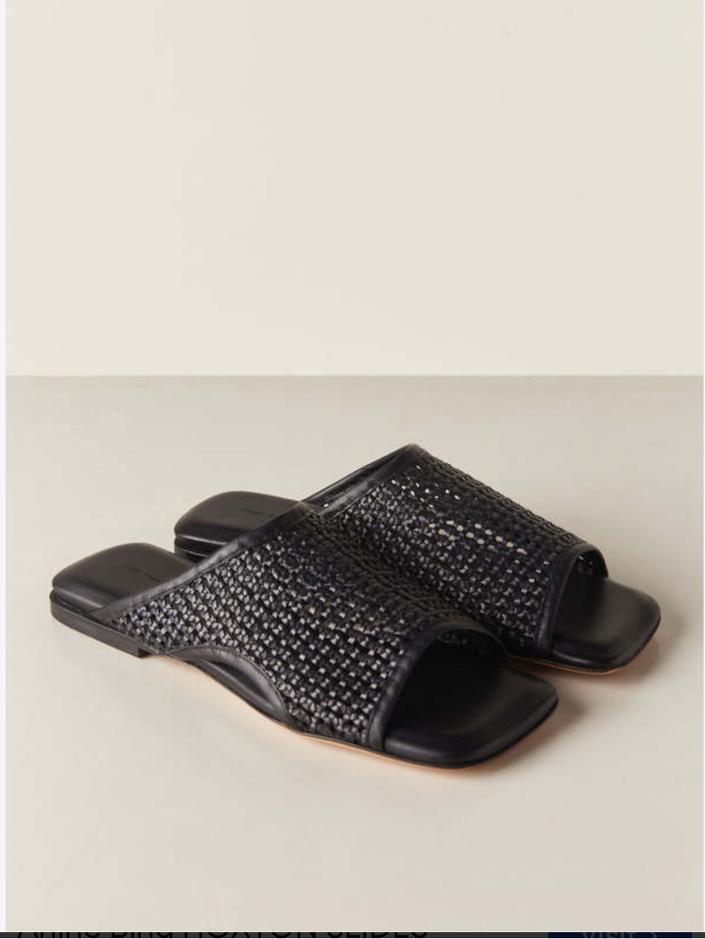 Anine Bing Black Woven Leather Hoxton Slides Size 38 Made in Portugal